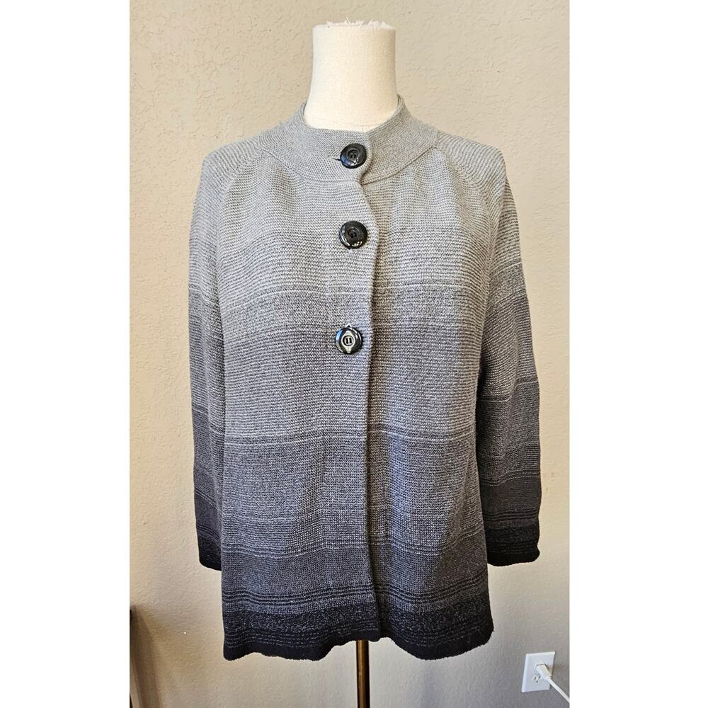 JM Collection High Neck‎ Ombre Chunky Knit Cardigan Sweater Women Size L Petite